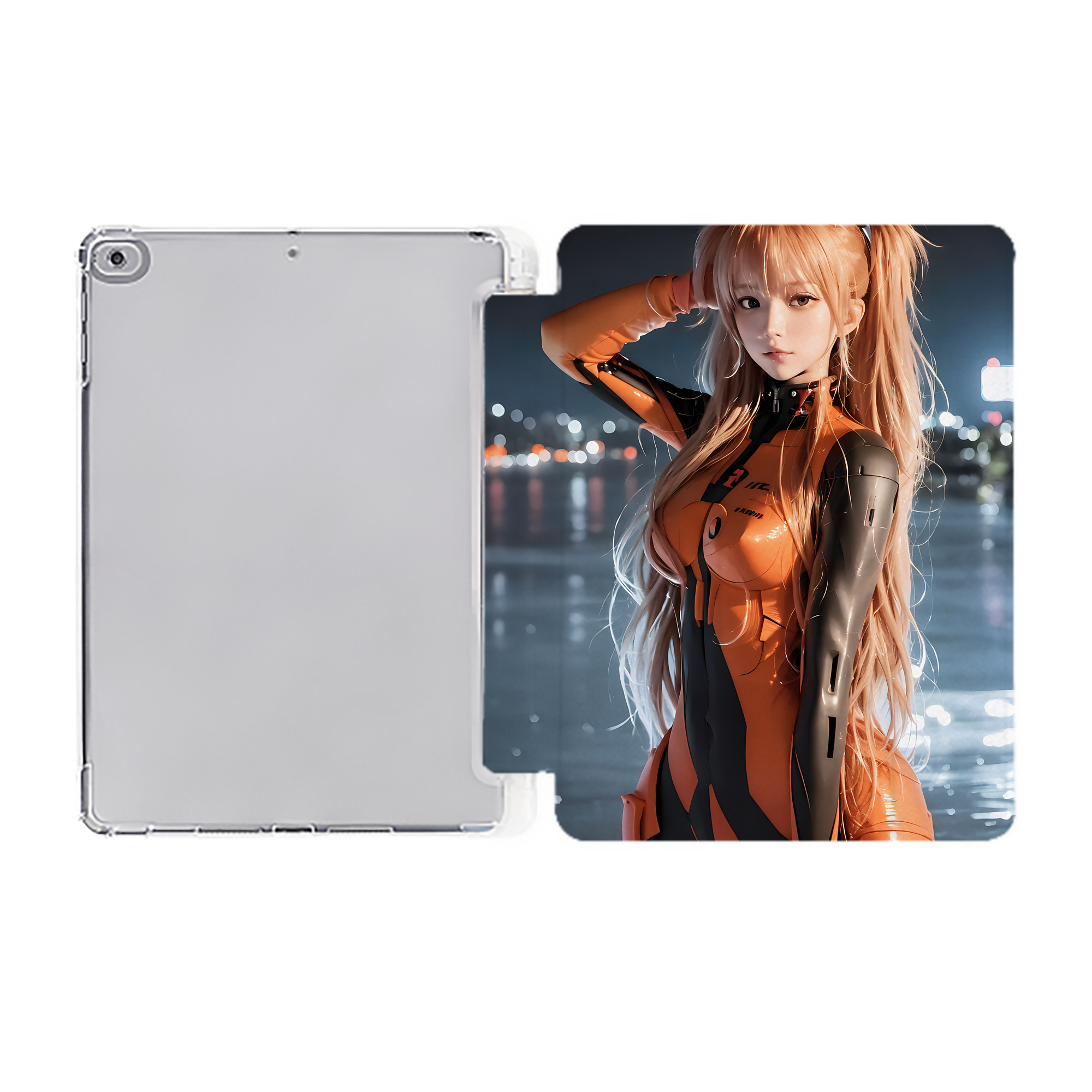 （画像用） EVA 新世紀エヴァンゲリオン IPad ケース ペン収納付き 三つ折りスタンド PUレザー×シリコン 対応機種9.5/10.5/10.9インチ